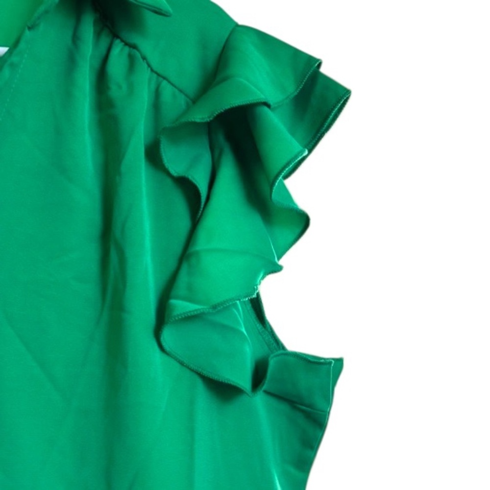 NWOT-Vibrant Green Maxi Dress with Ruffled Sleeves - Picture 4 of 8